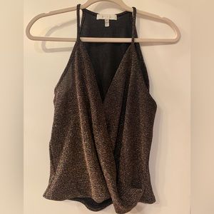 Anthropologie Eri + Ali Encore Shine Top Camisole Tank Top Faux Wrap Size XS